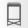 Frodo 16.5L x 16.5W x 26.4H Gray Fabric Seat WithBlack Iron Frame Counter Stool