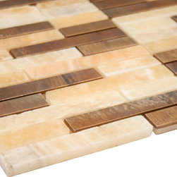 Honey Onyx Marble & Wood Look Marble Authentic Glass Mosaic Tiles Collection - Home Accessories & Decor