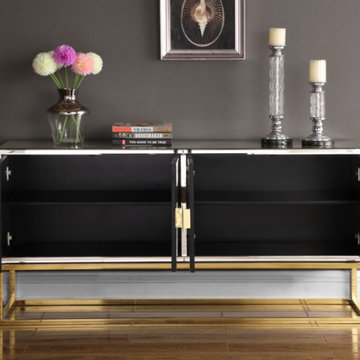 Meridian Marbella Sideboard | Buffet (Mirrored/Gold Base)