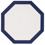 Bodrum Linens - Bordino Octagon Vinyl Placemats, Navy, Set of 4 - Fun, festive and versatile, the Bordino collection is great for any table setting. One side has a contrasting colored border and the other side is a solid color matching the border. 2 mats in one! And clean up is easy with just a wipe from a damp cloth.