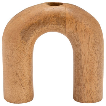 Wood, 6"H Horseshoe Vase, Brown