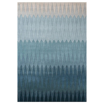Acacia Blue Ombre Handmade Wool Rug, 78"x116"