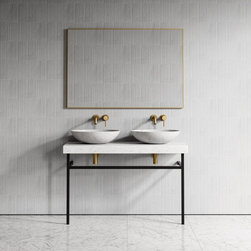 Lomazzo Countertop Vanity Unit Carrara Marble 1200mm - Bathroom Vanity Units & Sink Cabinets