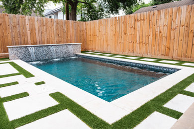 Pool - small contemporary backyard rectangular pool idea in Houston