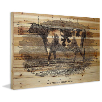 "Perfect Cow" Painting Print on Natural Pine Wood