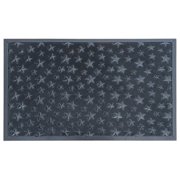 A1HC Rubber Pin Welcome Door Mats 24"x36" for Outdoor Entrance, Barn Stars Black