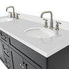 Ariel Hamlet 73" Oval Sinks Bath Vanity Carrara Marble, Black, 1.5" White Quartz