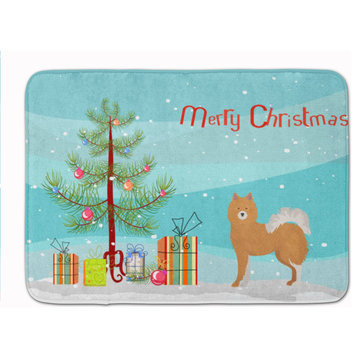 Brown & White Elo dog Christmas Tree Machine Washable Memory Foam Mat Doormats