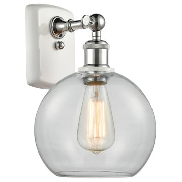 Athens 1-Light Sconce, White and Polished Chrome, Clear