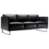 Kubo 3-Seat Sofa, Black Leather, Black