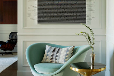 Example of a 1960s wall paneling living room design in Madrid