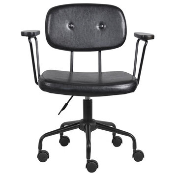 Faux Black Vegan Leather Office Task Computer Chair