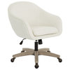Nora Office Chair in Linen Cream Fabric with Gray Brush Wood Base KD