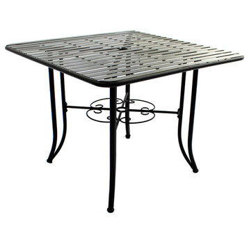 Courtyard Casual Black Steel French Quarter Outdoor Dining Table