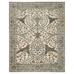Jaipur Living - Jaipur Living Slayton Knotted Ivory Rug, 8'6"x11'6" - The Salinas collection is punctuated by traditional, intricate details and a soft, hand-knotted wool construction. The elegant Slayton rug makes a transitional statement with grounding hues and scrolling, vintage motifs. This durable, artisan-made rug features floral accents in a serene blue-green, cream, and bronze colorway.