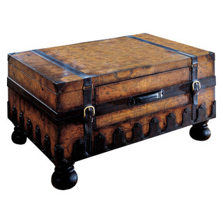 Stateroom Steamer Travel Trunk Coffee Table Antiqued Black Authentic Models