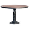 French Soda Fountain Distressed Wood Round Kitchen Table 47"