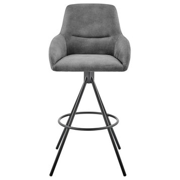 Odessa 26 Counter Height Bar Stool, Charcoal Fabric and Black Finish