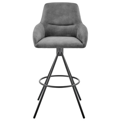 Odessa 26 Counter Height Bar Stool, Charcoal Fabric and Black Finish