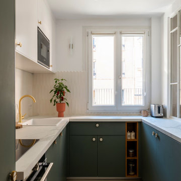 Cuisine et salle d’eau contemporaines, 45m² à Paris