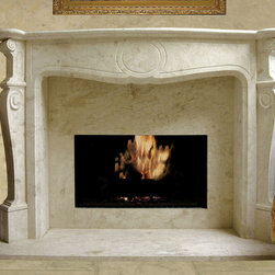Prince Louis #302 Hand Carved Natural Stone Fireplace Mantel - Indoor Fireplaces