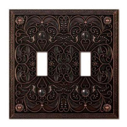 Creative Accents Steel 2-Toggle Wall Plate, Antique Bronze - Switch Plates And Outlet Covers