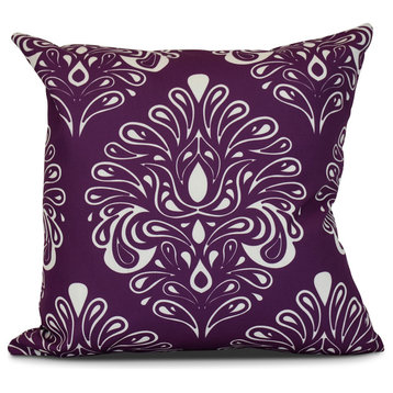 18x18", Veranda, Geometric Print Outdoor Pillow, Purple