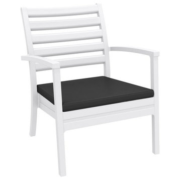 Artemis XL Club 7 Piece Patio Set in White with Fabric Charcoal Cushions