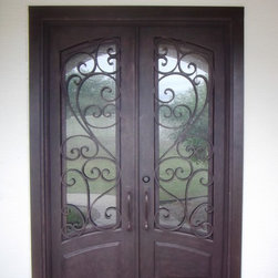 Granada Square Top Wrought Iron Double Door - Front Doors