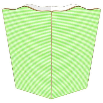 Green Gingham Wastepaper Basket