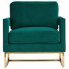 Clark Modern Green Velvet & Gold Accent Chair