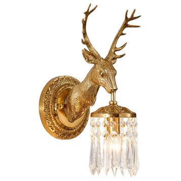 Luxury Wall Lamp, the Shape of a Deer Head, Warm Light