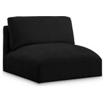 Meridian Furniture - Ease Upholstered Armless, Black - Ease into comfort when you bring home this Ease armless fabric modular chair. Designed with an uber casual vibe in mind, this plump chair sits low to the floor, making it a simplistically perfect addition to a living room, den, game room, teen's room, or dorm room. An ideal gaming chair for the gamer in your life, this fun chair is part of a modular collection, so you can add it with other items in the Ease collection for a custom arrangement.
