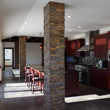 Kitchen, Living area beyond