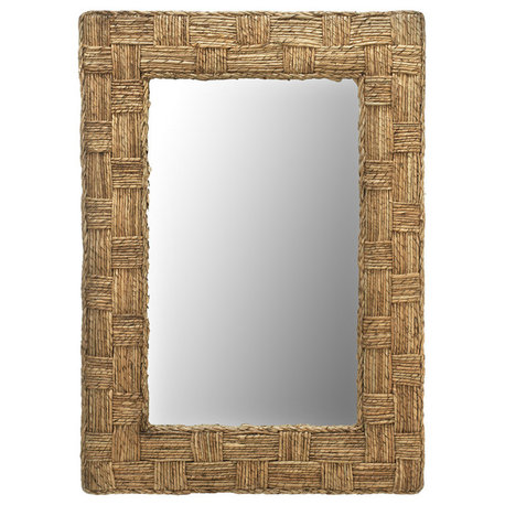 Rectangular Checquered Wall Mirror, Rope