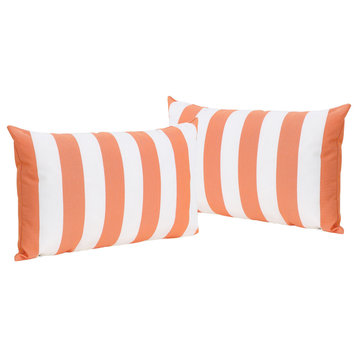 GDF Studio La Mesa Indoor Striped Water Resistant Rectangular Pillow, Orange, Se