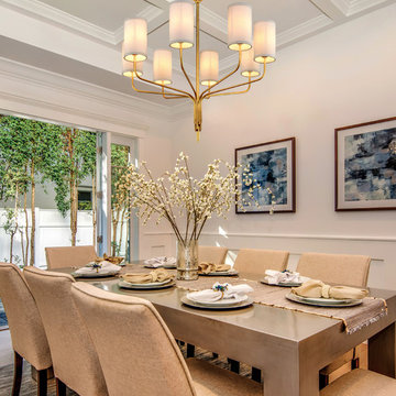Juniper 8-Light Chandelier - Gold Leaf Finish - Off-White Hardback Linen