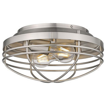 Golden - 9808-FM PW - Two Light Flush Mount from the Seaport PW
