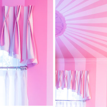 Pink circus tent stripes for Girls' Bath!