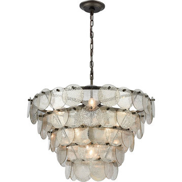 Airesse Chandelier, Brushed Slate With Mercury Glass