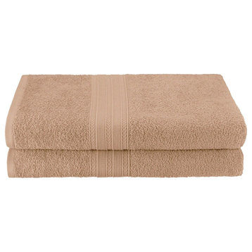 2 Piece 100% Cotton Ring Spun Bath Sheet Towel, Camel