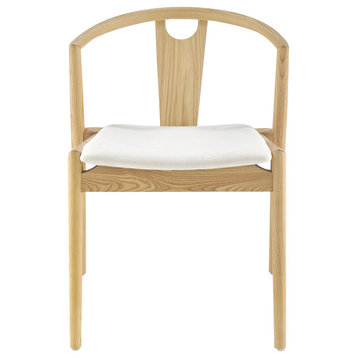 Blanche Side Chair With White Fabric Seat and Natural Frame Set of 1