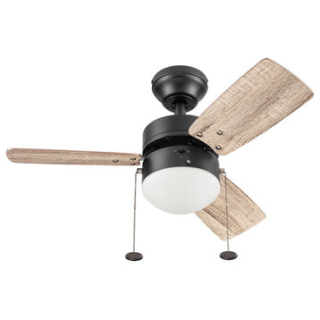 Prominence Home Rawling Small Modern Ceiling Fan with Light, 30 Inch, Bronze