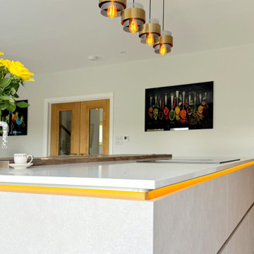 Beige and Oak Contemporary Kitchen in Hertfordshire