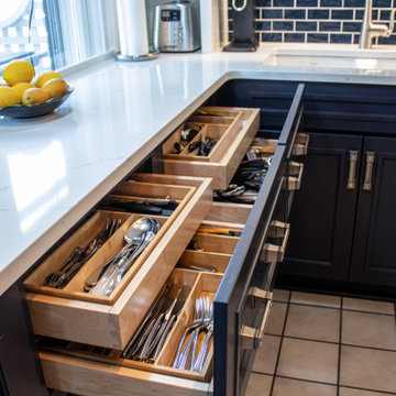Navy and White Kitchen with Organization