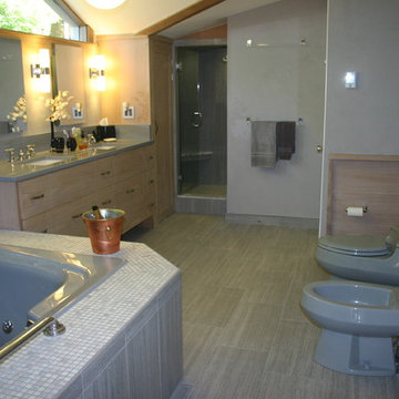 White Oak and veined stone remodel..