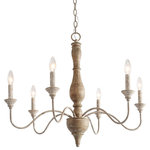 LNC - LNC 6-Light Farmhouse and Handmade Distressed White Wood Candle-Style Chandelier - At LNC, we always believe that Classic is the Timeless Fashion, Liveable is the essential lifestyle, and Natural is the eternal beauty. Every product is an artwork of LNC, we strive to combine timeless design aesthetics with quality, and each piece can be a lasting appeal.