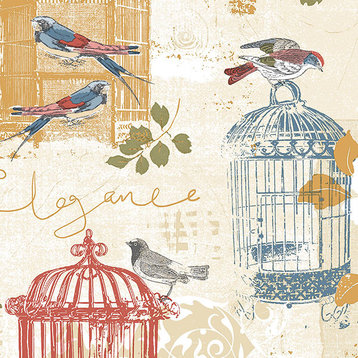 Norwall Wallcoverings Ke29945 Kitchen Elements Victorian Birdcage Wallpaper