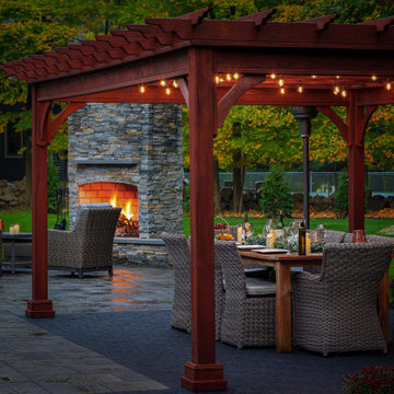 Make a Statement with a Versatile Outdoor Kitchen and Double Fire Feature