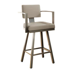 Amisco - Akers Swivel Counter Stool in Warm Grey Finish - Bar Stools and Counter Stools